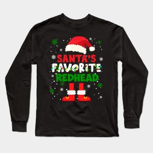 Santa's Favorite Redhead Funny Family Pajamas Christmas Long Sleeve T-Shirt